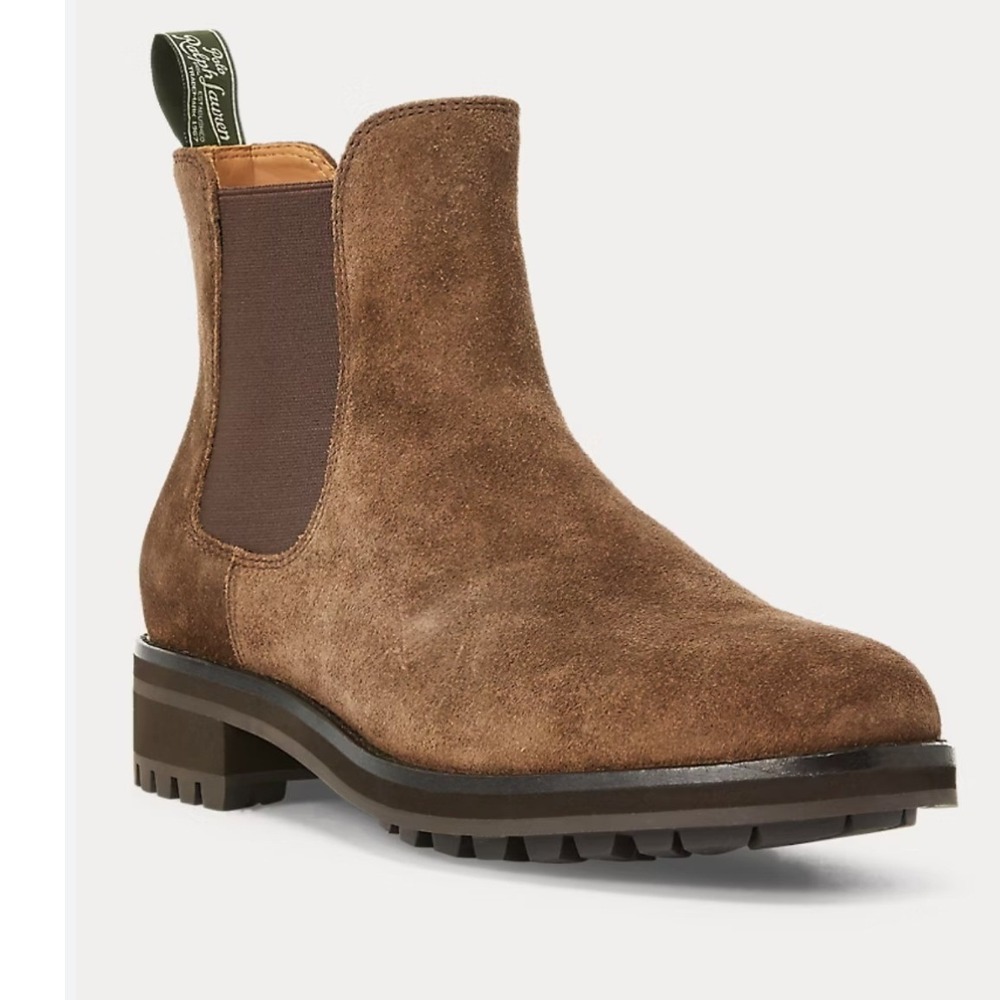 Polo Ralph Lauren NWBBryson Chelsea Boots Size 10 Brown Excellent Suede Lug Sole